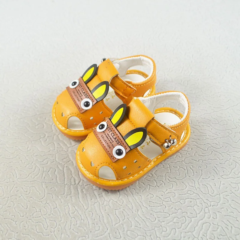 Летняя детская обувь сандалии мультфильм животных шаблон со звуком на мягкой подошве детская обувь сандалии
