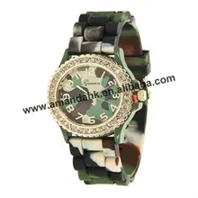 105 шт/партия,, военные часы с ремешком милитари, камуфляжный, силиконовый