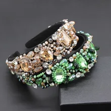 Роскошный Кристалл из горного хрусталя ручной работы гранулы подиума темперамент сверхмощный оголовье барокко Мода характерный обруч для волос