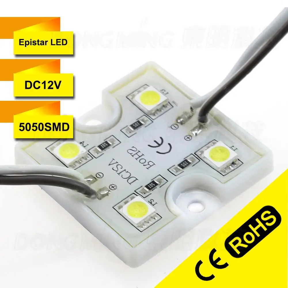 100pcs LED Module 5050 Waterproof 4Leds built in DC 12V LED Pixel
