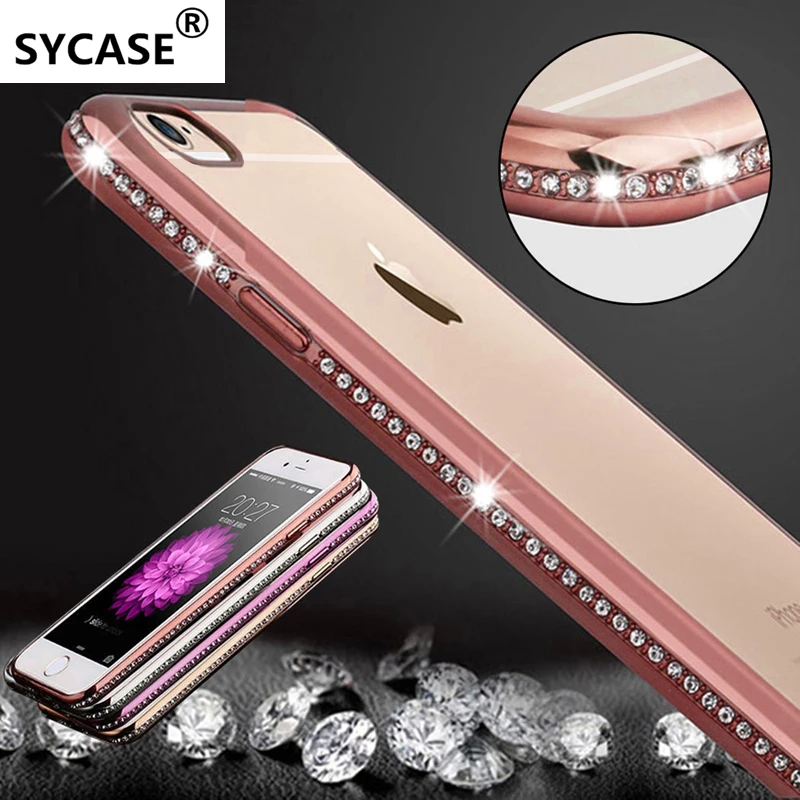 Чехол SYCASE для iphone 5 5S 6 S 7 plus Роскошный чехол телефона из ТПУ со стразами Модный с