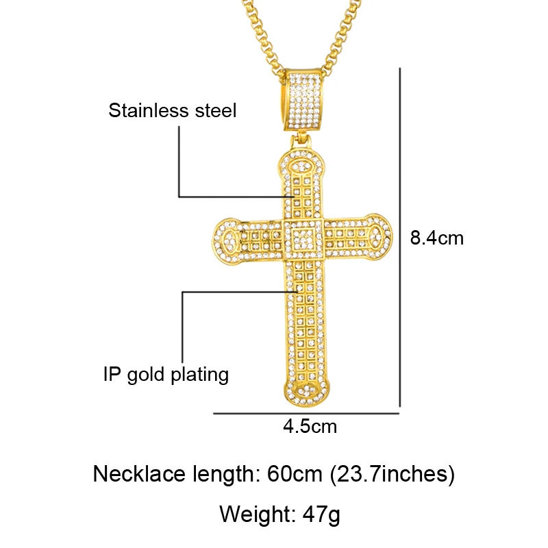 D & Z новая роскошь Iced Out Bling Хрустальный Крест Ожерелье христианский Иисус