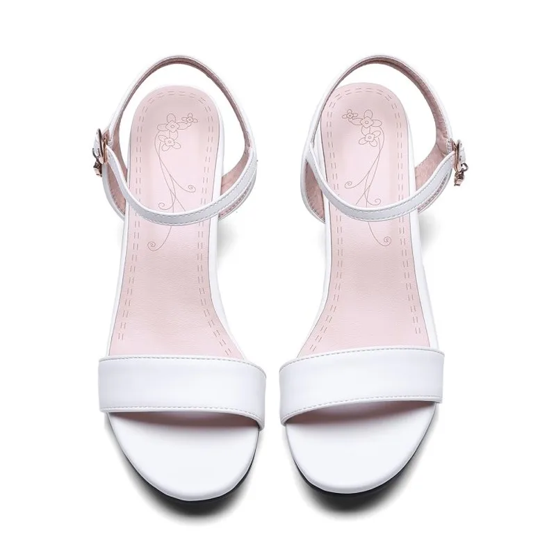 

2019 Womens Summer Comfort Everyday Street Single Strap Block Heel Mary Janes Sandals Shoes White Beige Black Size 33 - 46