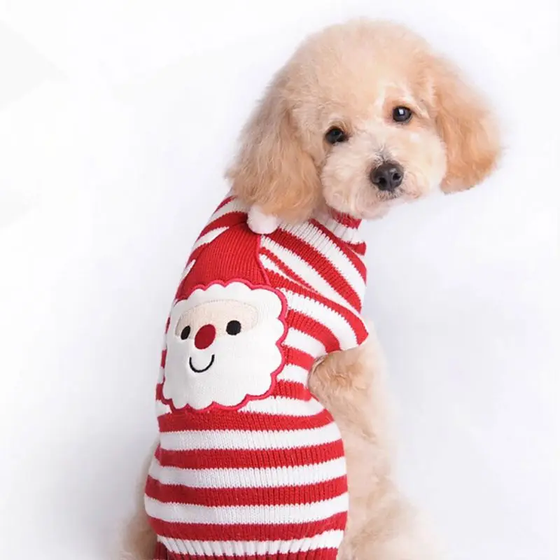 

Dogs Striped Clothes Warm Sweater Pullover Coat Winter Christmas Cat Clothing Pet Apparel Sweater Knitwear Puppy Outwear Costume