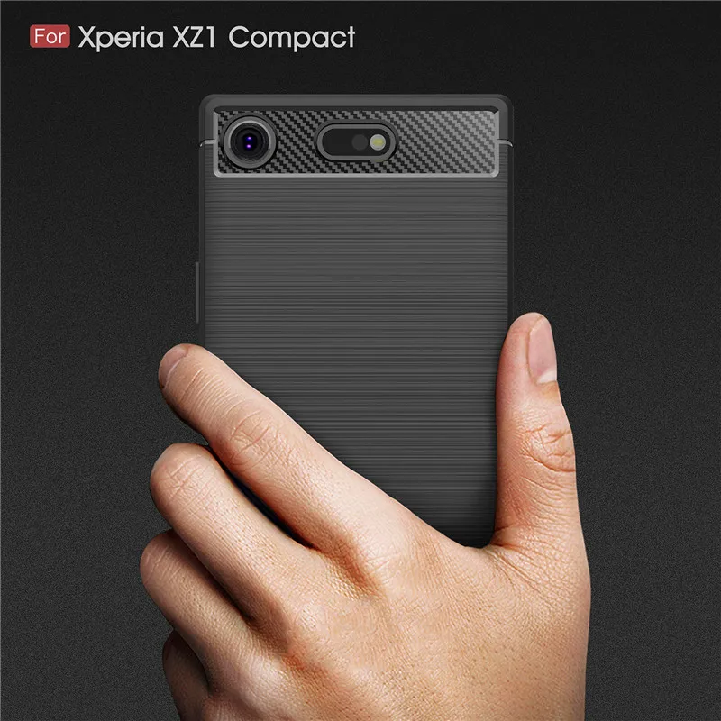 

For Sony Xperia XZ1 Compact Silicon Case Carbon Fiber Brushed TPU Silicone Back Funda for Sony XZ1 Compact Soft Shell Cover