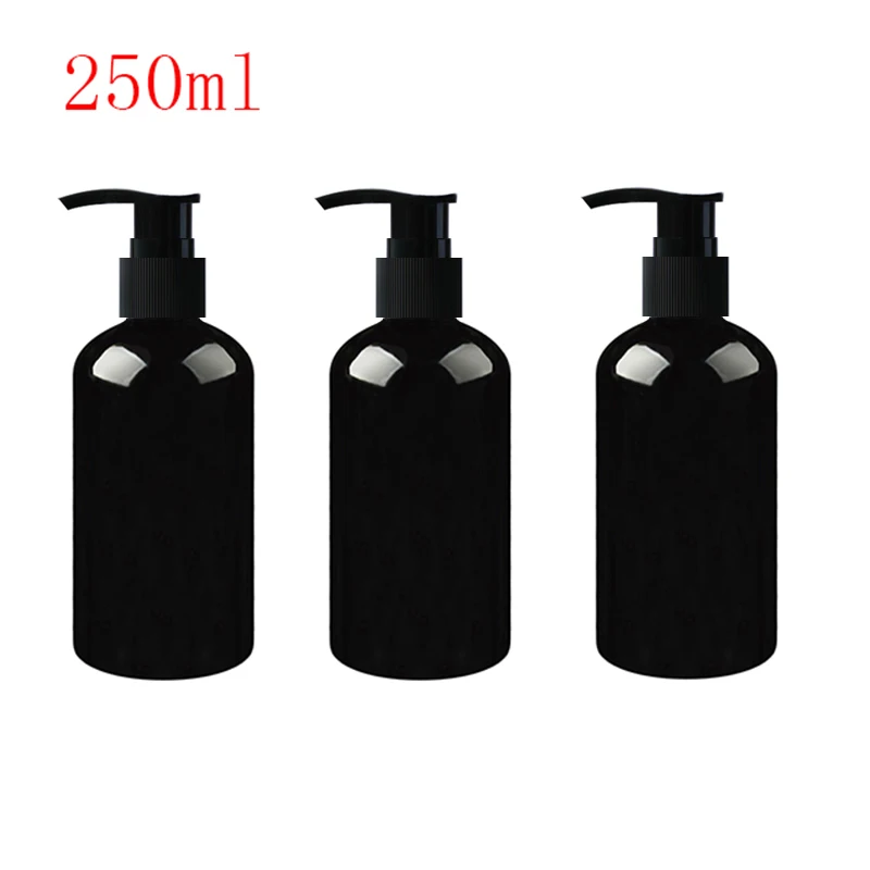 30pcs 250ml empty black lotion pump bottle containers packaging,black