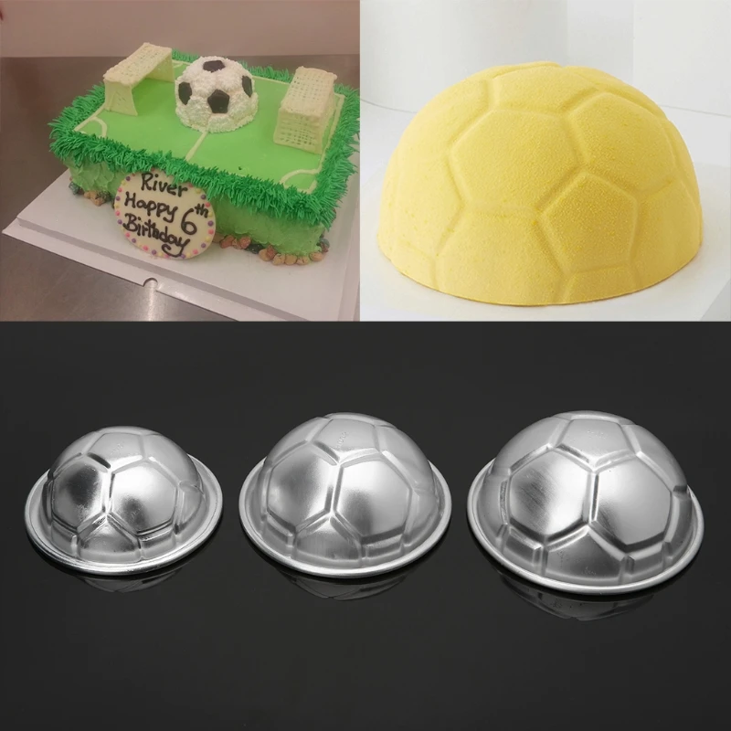 

3D Football Cake Mold Aluminum Alloy Ball Sphere Chocolate Pan Mold Baking Tools Y1QB