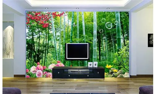 Пользовательские фото обои 3d фрески идиллический пейзаж бамбуковый модная ТВ