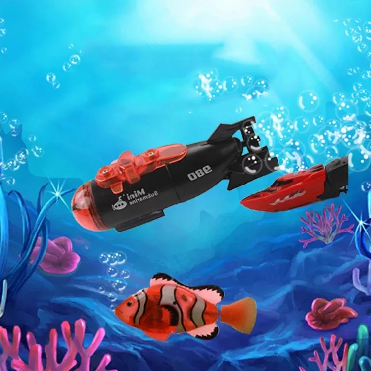 Мини микро-Радио пульт дистанционного управления RC Подводная лодка с Led светильник игрушка подарок