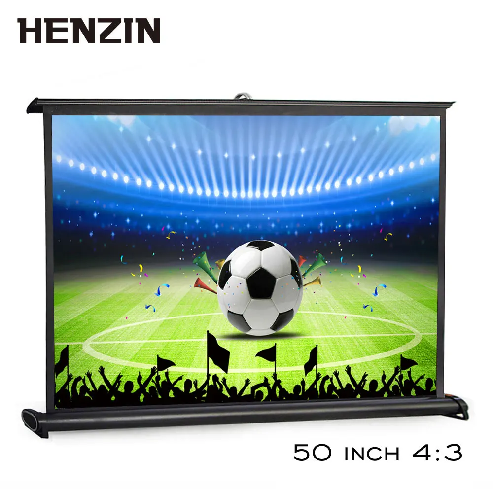 

Portable 50 inch 4:3 HD Tabletop Projector Screen Roll & Pull Collapsible Matte White Projection Screen For Home Cinema & Office