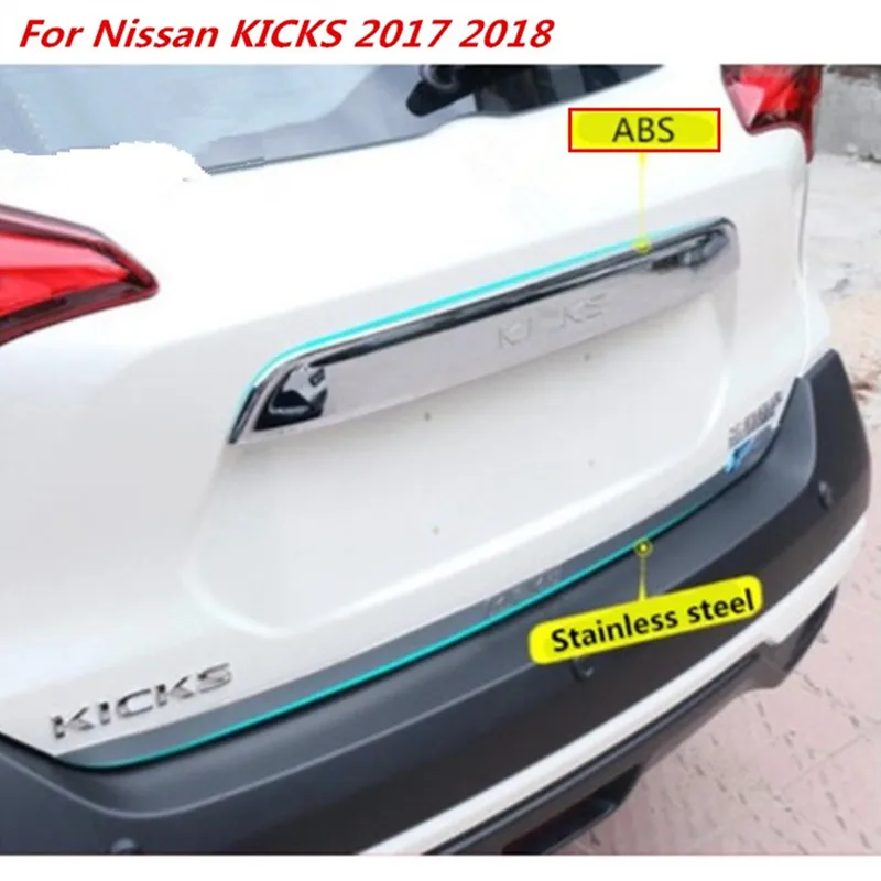 

Stainless steel /ABS Chrome CAR Above Rear Trunk Lid Cover Trim Fits For Nissan KICKS 2017 2018 Free Shipping