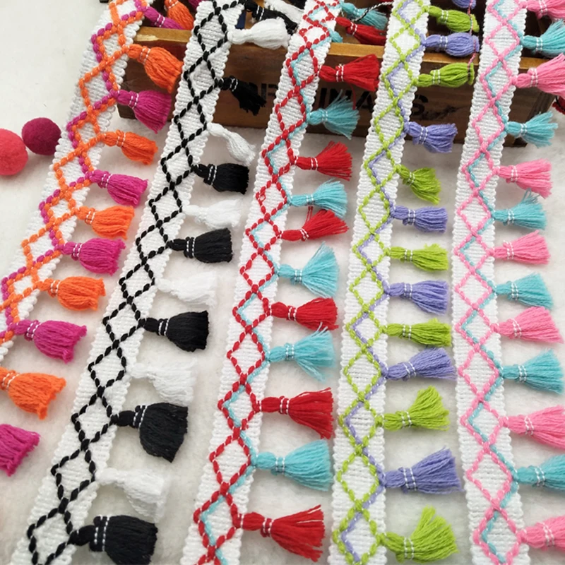 kowaku Cinta de Tela con Flecos de Pompón Encaje de Costura DIY para Accesorios para El Hogar 