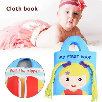 

Cartoon Girl 3D Infant Cloth Book Early Cognitive Development Quiet Books Safe Tie braids Press Buttons Educational Cloth Book
