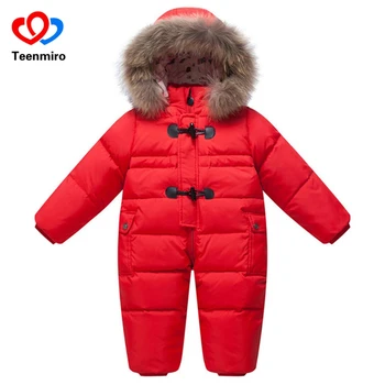 

Baby Outerwear Coat Girls Boys Snow Wear Rompers Children's Winter Jumpsuit Enfant Ski Hooded Fur Snowsuit Child Carnaval Outfit