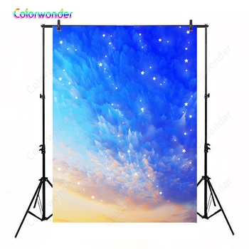 

Twinkle Twinkle Little Stars Photo Background Bule Dark Blue Sky Colorful Clouds Baby Portrait Photography Backdrops Photophone