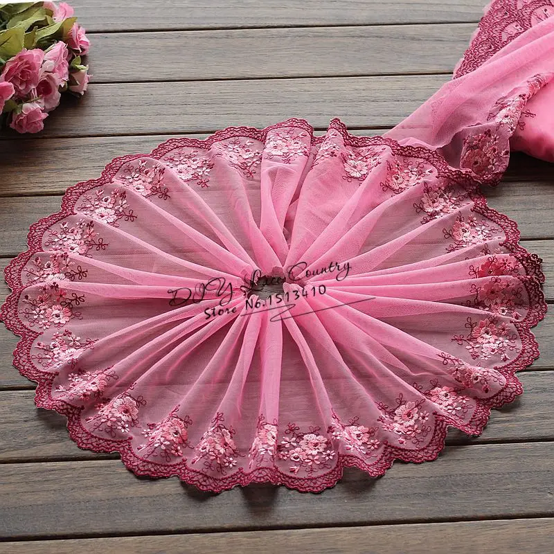 

2yards/lot 20.5cm wide Embroidered Tulle Lace trim mesh Lace Ribbon ~ French Lace Fabric~Discovering Rococo