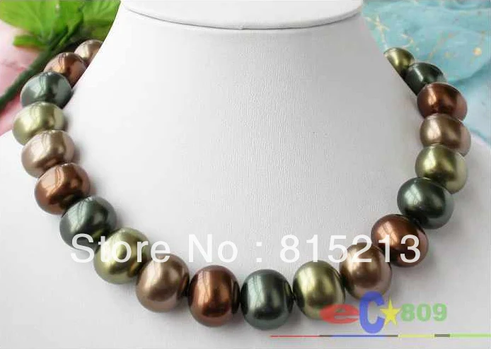 

FREE SHIPPING>@@> N1232 HUGE 17" 20MM multicolor RICE SOUTH SEA SHELL PEARL NECKLACE