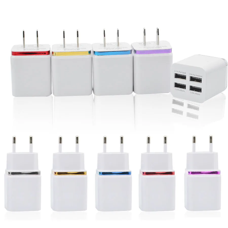 

Smart LED Light EU/USA Plug 4 Ports USB Charger 5V 2.1A Fast Wall Adapter Mobile PhoneCharging For iPhone Samsung Huawei random