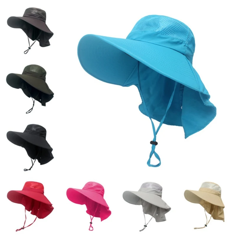 Походные кепки для рыбалки Защита от солнца широкополая шляпа с горлышком водостойкая дышащая охотничья походная шляпа