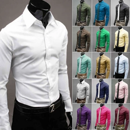 Новая мода мужские роскошные стильные повседневные платья Slim Fit Повседневная Блузка с длинным рукавом