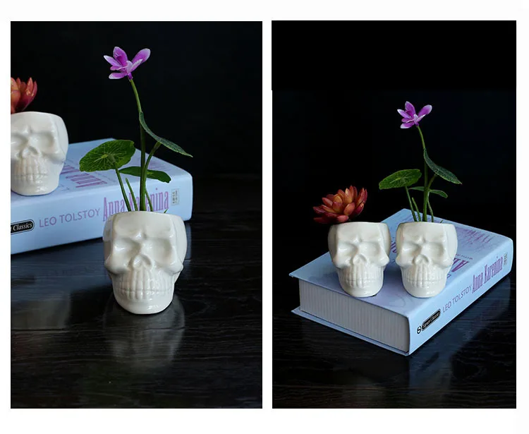 Мультфильм череп белый цветочный горшок керамика творческий микро пейзаж Сад сочные растения кактус горшках Гидропоники цветочные горшки