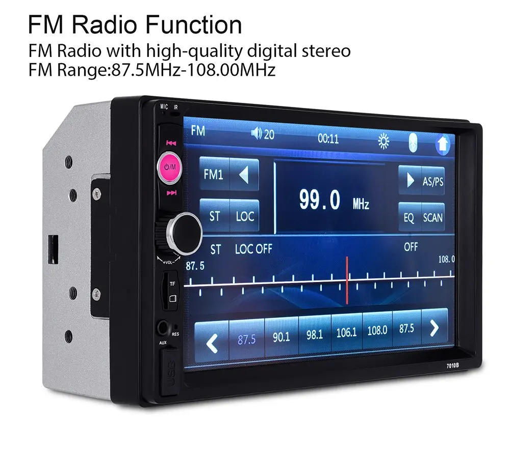 7010B Автомагнитола MP5 плеер 2 Din 7 дюймов сенсорный экран Аудио Стерео Bluetooth USB AUX мультимедийный плеер 7010B с камерой заднего вида