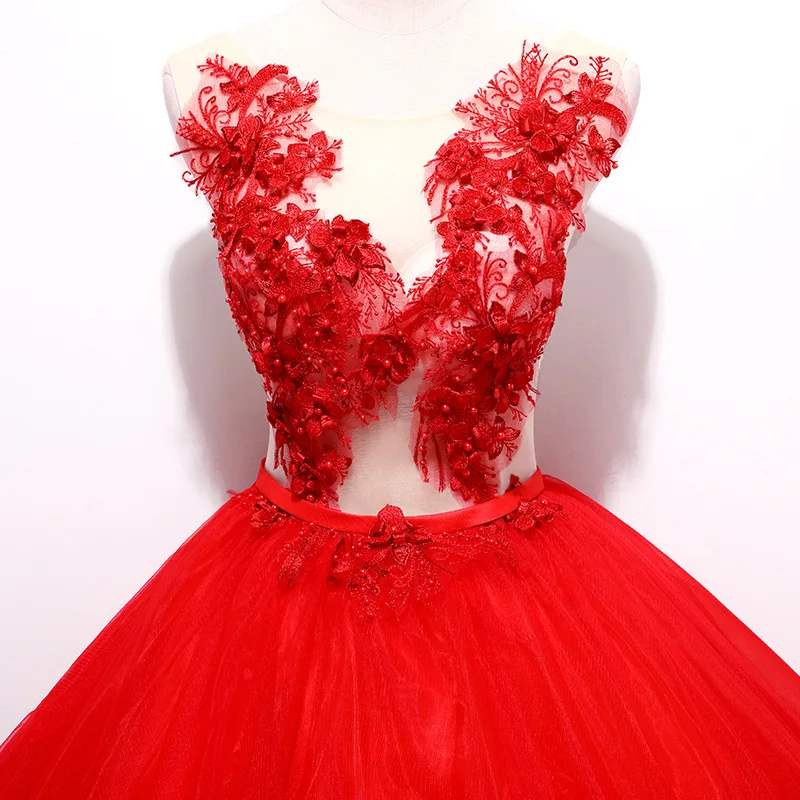 Иллюзия лиф красный Бальные платья 3D аппликации Vestido Debutante 15 Anos принцесса пушистые Бальные платья Vestido Quinceanera