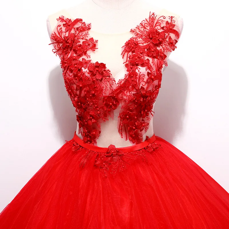 Иллюзионный лиф красные платья для Quinceanera 3D Аппликации Vestido Debutante 15 лет принцесса