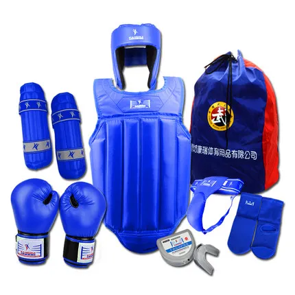 Professional 8 Pieces Sets Sanda Protective Gear Full Set Flanchard Head Protection Chest Guard Boxing Gloves