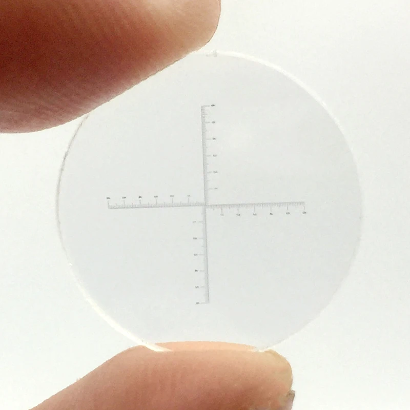 DIV 0.1 mm Eyepiece Micrometer Biological Microscope Reticle Scale Cross Ruler 6-0-6 Area Measurement Graticle Diameter 20 mm