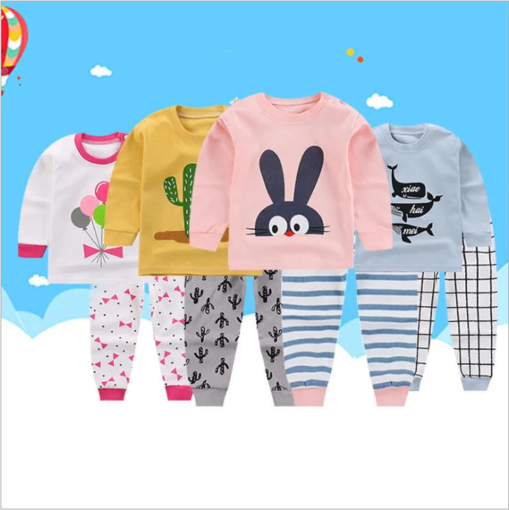 

Baby Soft Underwear Set Long Sleeve Cartoon Children Clothing Warm Pajamas Cotton Soft Family Nightwear Kids Underwear Home Set