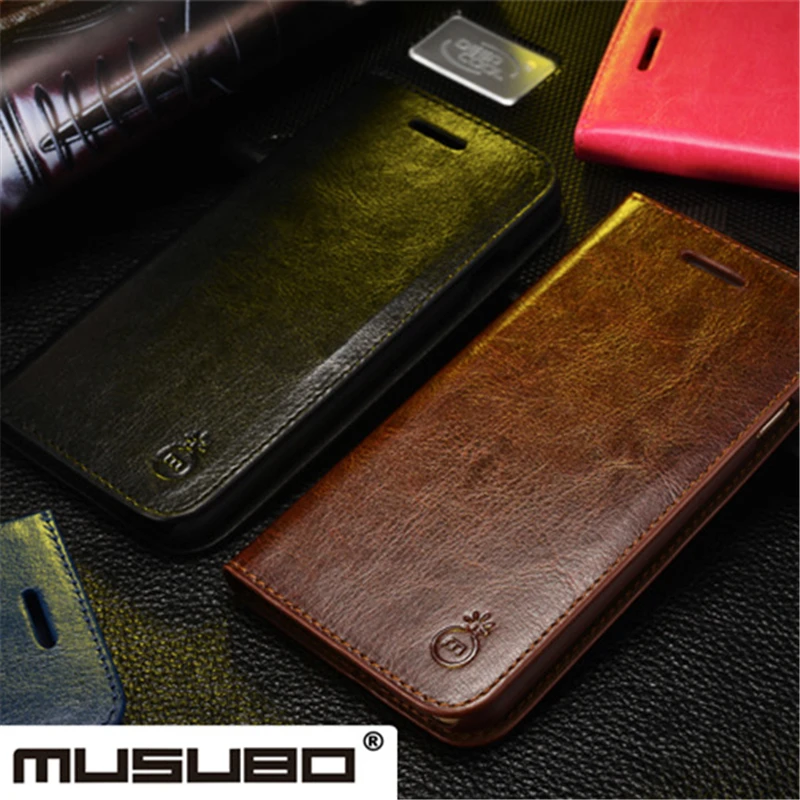 Kopen Real Leather Case Voor iPhone Samsung S6 S7 rand Note 2 3 4 5 Flip Telefoon Case Cover Shockproof Slim beschermende Stand Magent gevallen