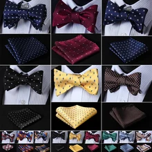 Цветочный узор в горошек, шелк, жаккард, тканый мужской галстук-бабочка, бабочка Карманный платок, платок, носовой платок, костюм, набор# RM1