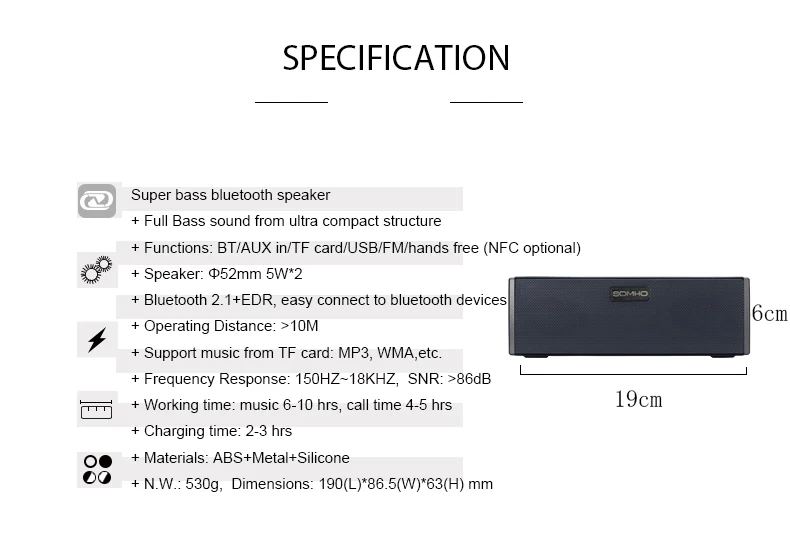 SOMHO S323 Bluetooth беспроводной динамик супер бас портативный динамик s с fm-радио