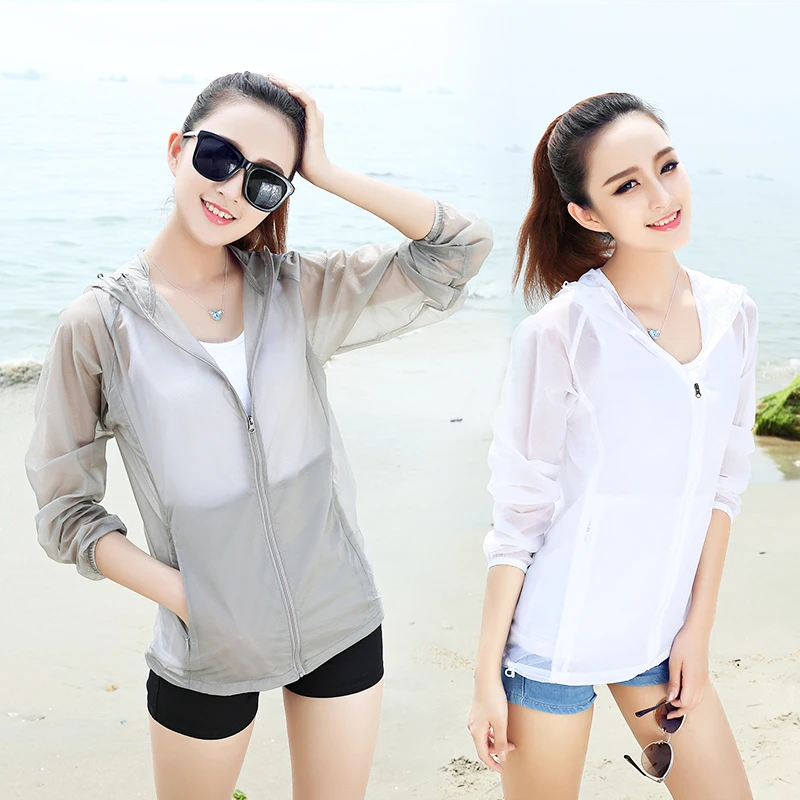 

S-5XL Summer Women Hooded thin Sunscreen Coat Plus Size Jacket Perspective Casual Beach Lady big size sun prtection Jacket coat