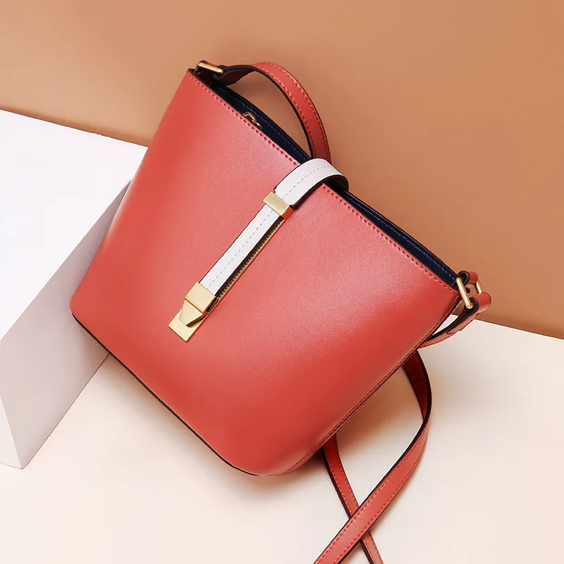 

Mini Genuine leather bucket women shopping bag o bag simple design shoulder bags for ladies for travel season elegant package