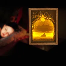 Бумага резьба огни DIY спальня прикроватные ночники 3D Ночная пара тени креативный контроль Маленькая ночная Рождественская декоративная лампа