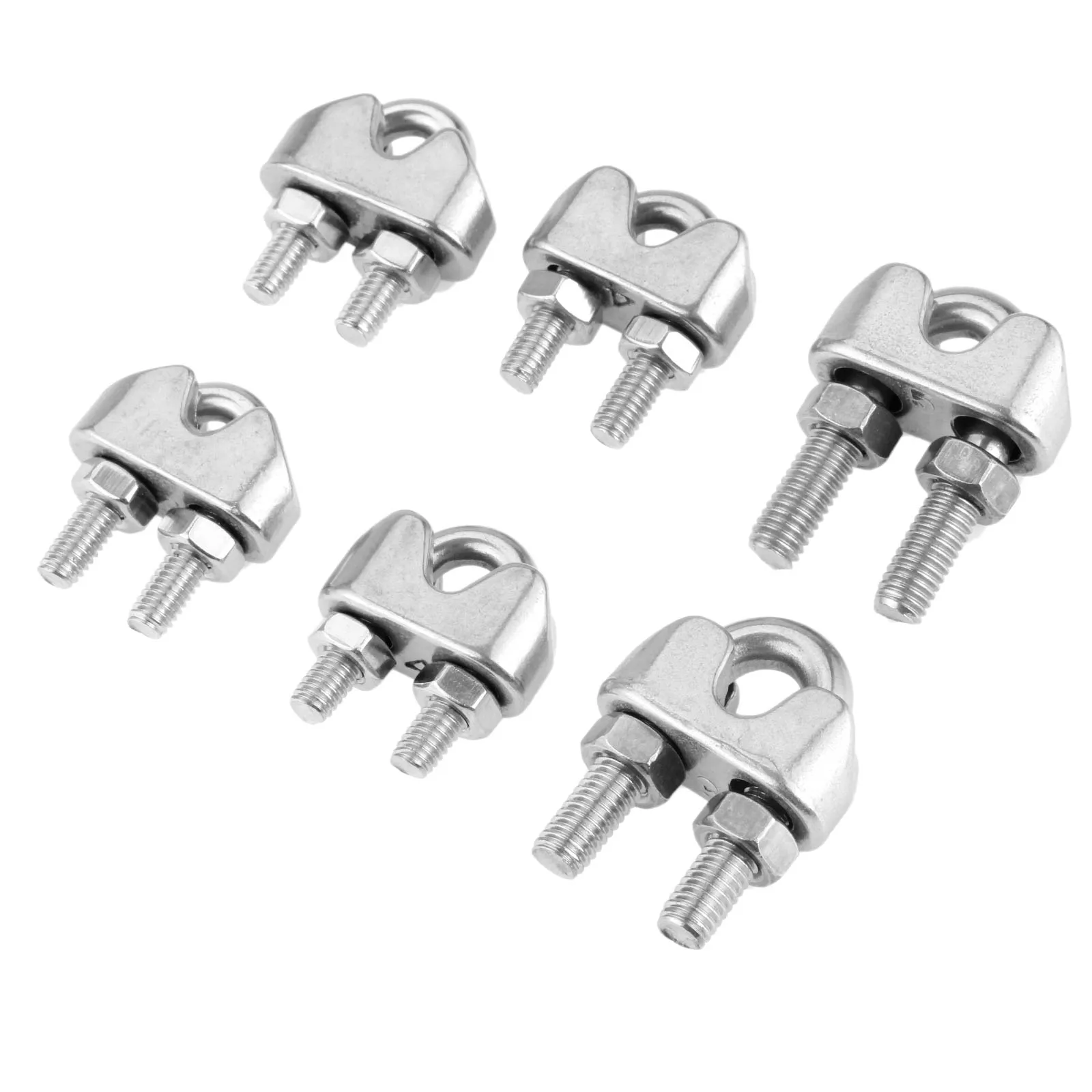 

4 Pcs 3mm 4mm 5mm Marine Grade Stainless Steel 316 Wire Rope Clips Clamp Cable Grip Metal Wire U Bolts Fixing Tool Yachts Boats