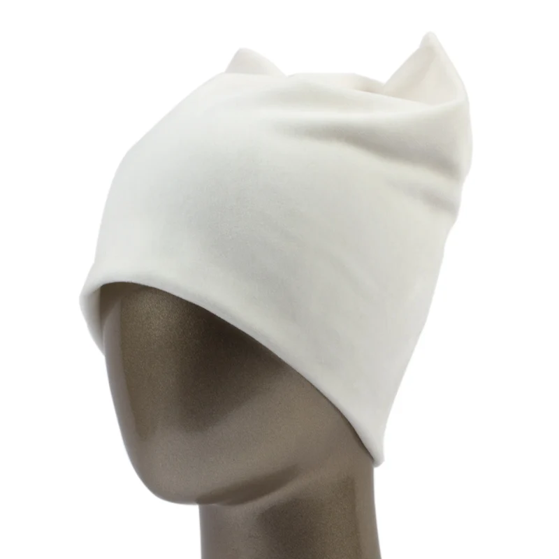Geebro, Женская Велюровая шапочка, зимняя теплая полиэфирная шапка для женщин, Дамская шапочка с кошачьими ушками, ушанка, шапка для девочек, Skullies Beanies - Цвет: White