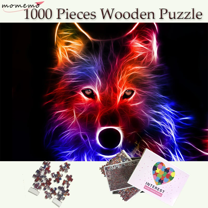 MOMEMO Wolf Puzzle 1000 Pieces Wooden Color Animal Jigsaw Puzzles 1000 ...