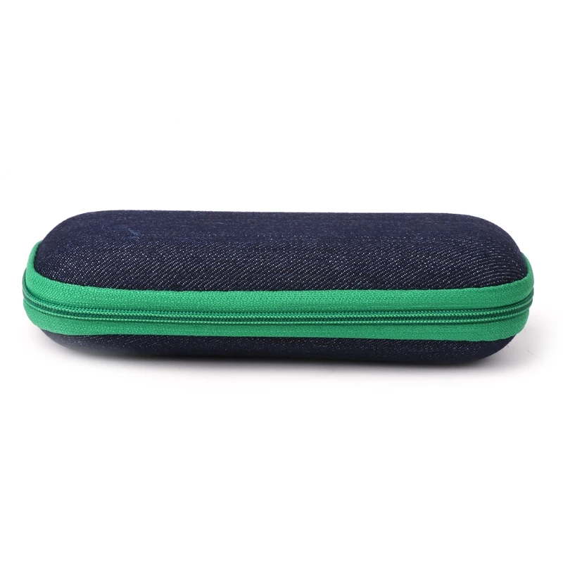 Футляр для очков из джинсовой ткани на молнии с защитой от раздавливания - Цвет: green