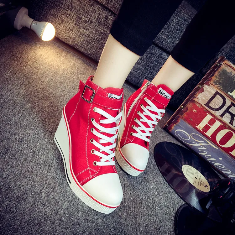 2017 L'intérieur Noir Latérale Mode Haute À rose Glissière rouge Nouvelle Chaussures Toile blanc Doux r0qr4