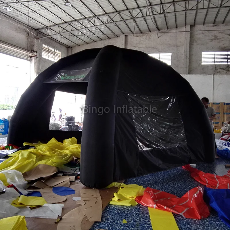  Free shipping Custom black oxford fabric spider inflatable tent LOGO printed air black tent with bl