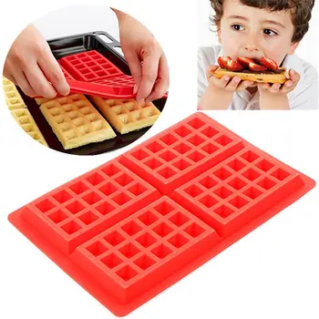 

4 Grids Rectangle Silicone Waffle Molds Cake Mould Pancake and Waffle Maker DIY Hand-made Kitchen Bakeware Accessories AT57