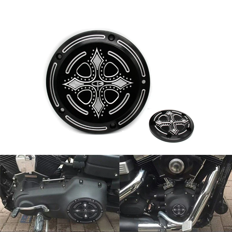 

Motorcycle Parts Crow Cross Heart Engine Derby Timing Timer Cover CNC Beveled For Harley Road King Softail Dyna FLHRS FLTFB