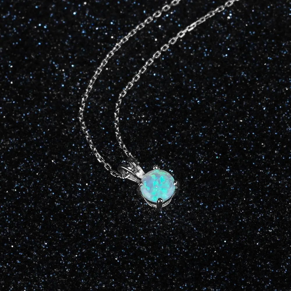 5 мм круглый белый розовый синий опал ожерелья и подвески 925 пробы серебряные ожерелья для женщин S925 серебряные ювелирные изделия(Lam Hub Fong