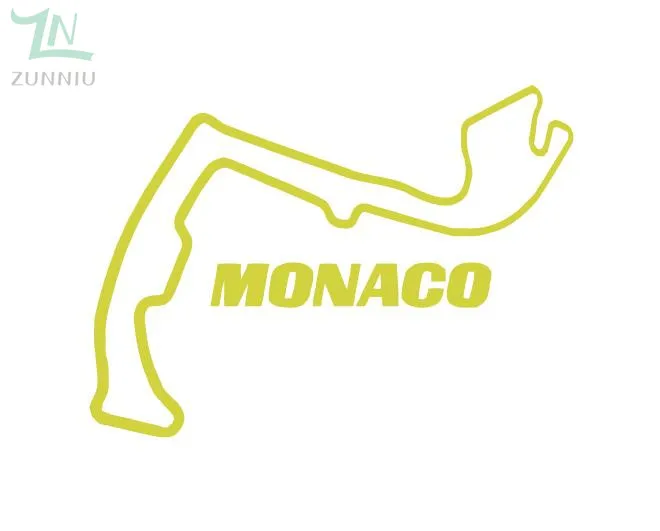 G453 Monaco гоночная дорожка F1 схема Франция гоночный автомобиль виниловая настенная художественная наклейка мальчик спальня наклейка украшение комнаты домашний декор - Цвет: Цвет: желтый