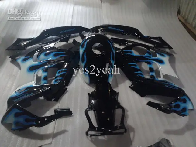 

Motorcycle Fairing kit for HONDA CBR600F3 97 98 1997 1998 CBR600-F3 97-98 CBR 600F3 Blue flames gloss black Fairings set