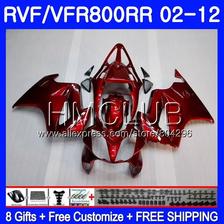 

Interceptor For HONDA VFR800RR 02 03 04 05 06 07 79HM.0 VFR800 RR VFR 800RR 2002 2003 2004 2005 2006 2007 Fairings Hot Wine red