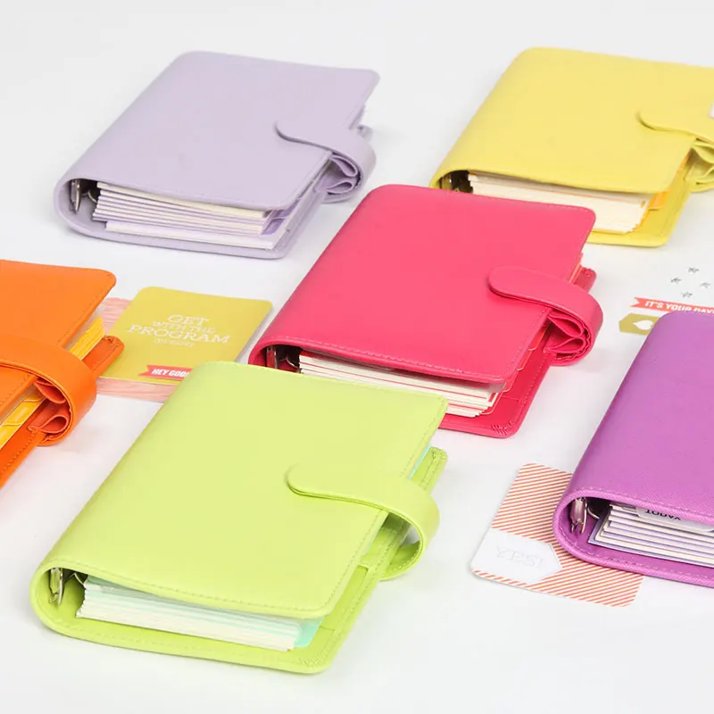 macaron cute leather agenda organizer candy color office agenda organizer planner